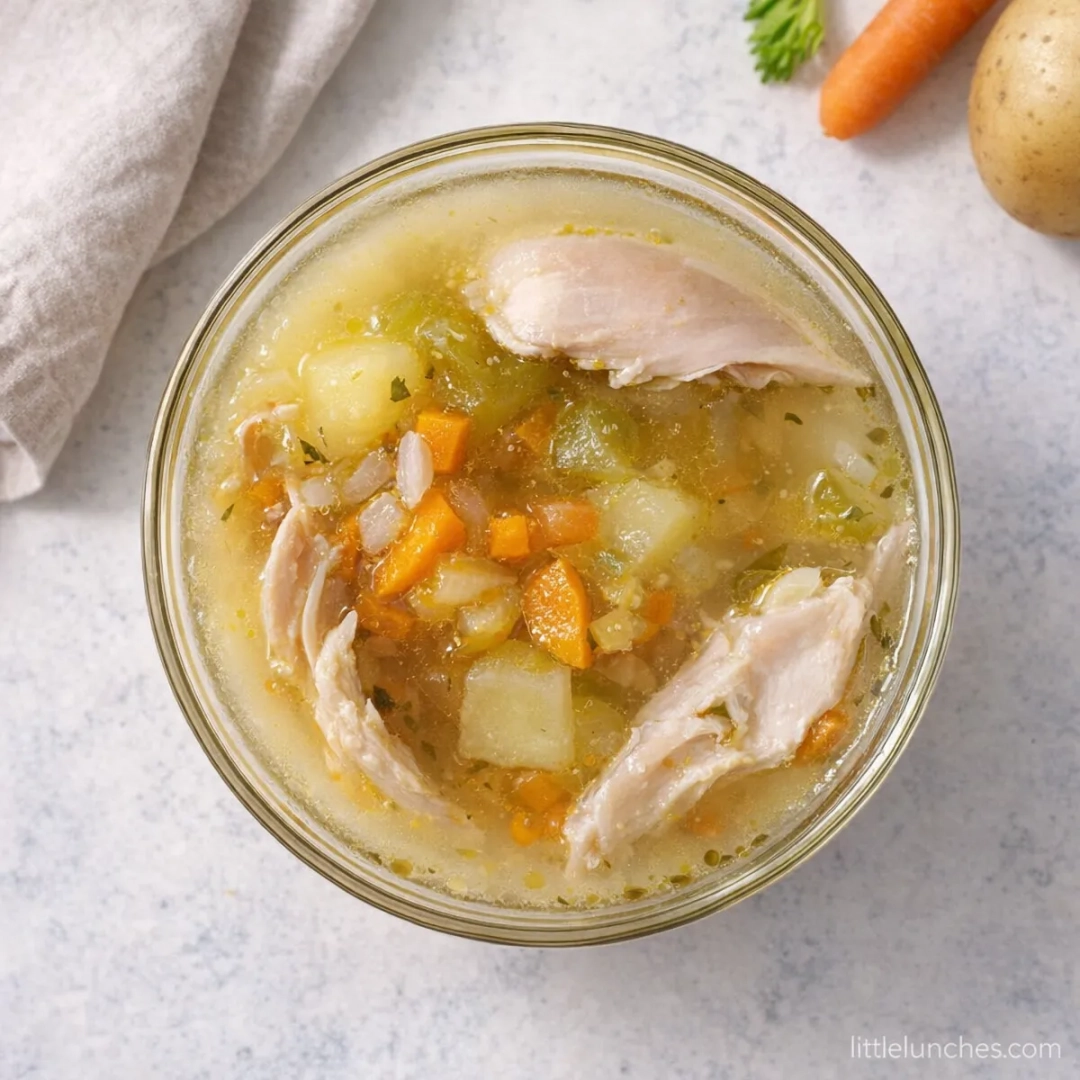 Sopa de pollo y verduras de bebé