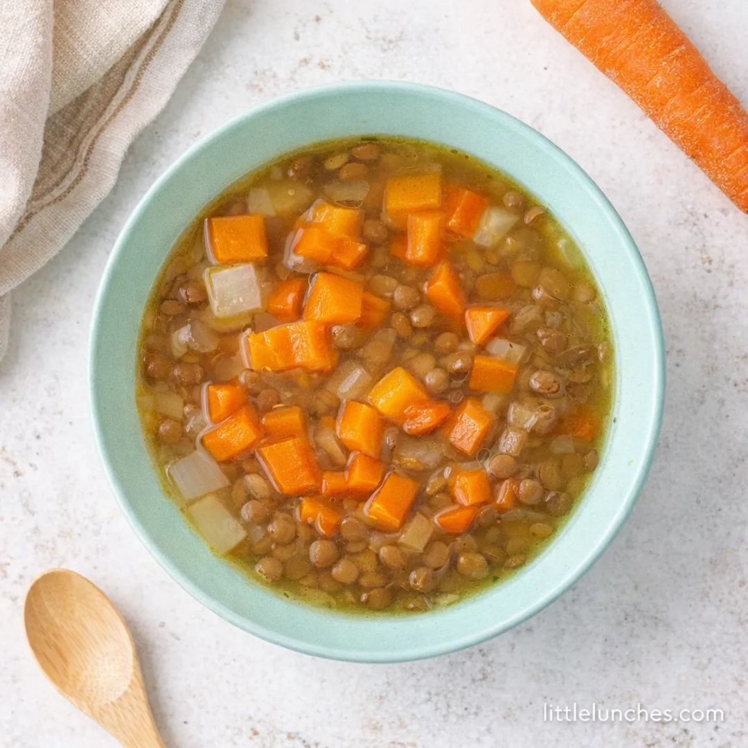 Sopa de lentejas y verduras para bebé