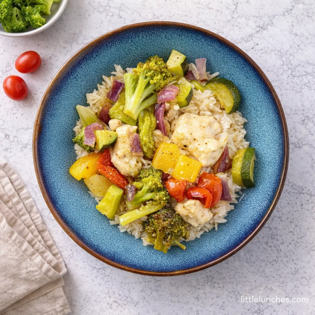 Pollo al horno con feta y verduras