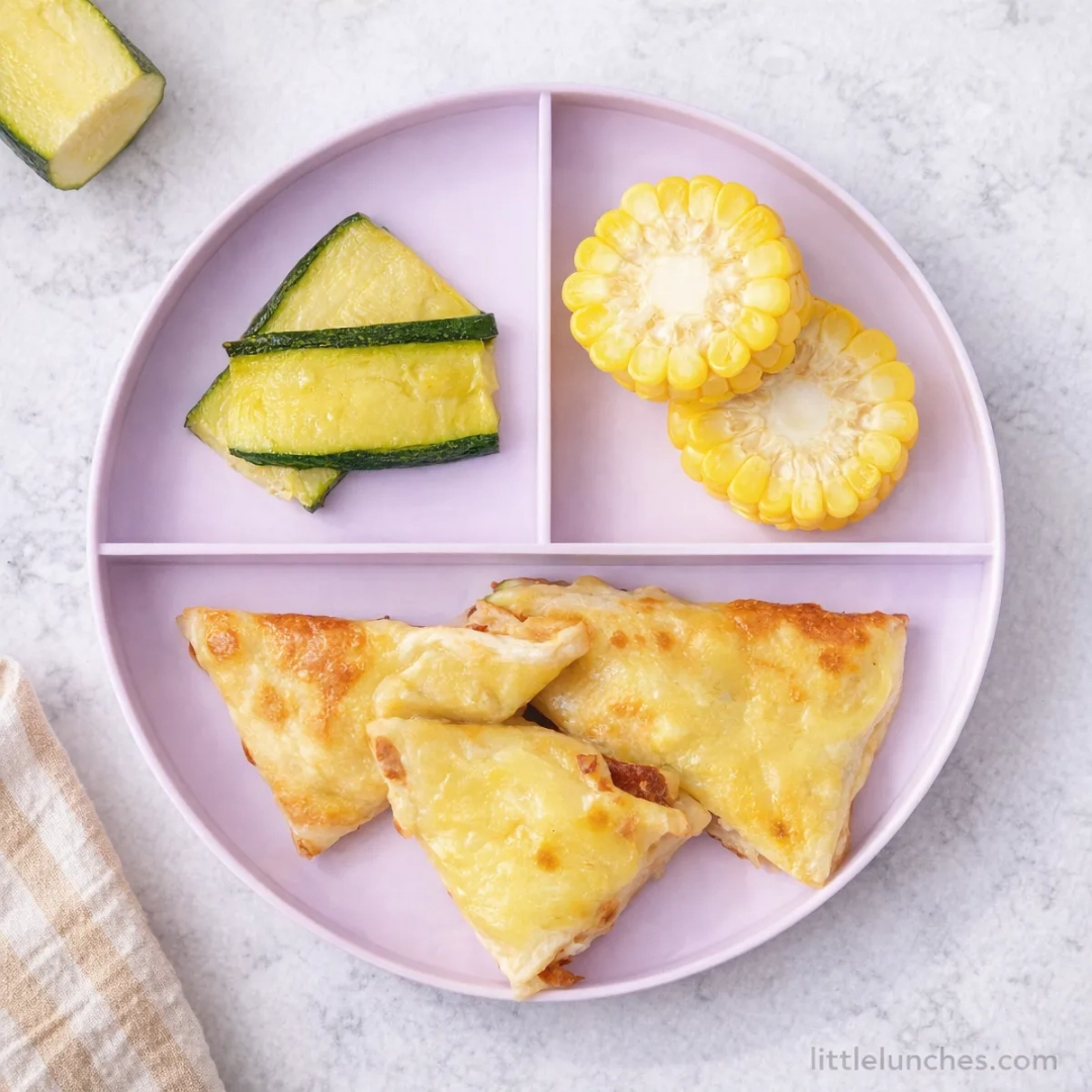 Quesadilla de frijol con maíz y calabacín