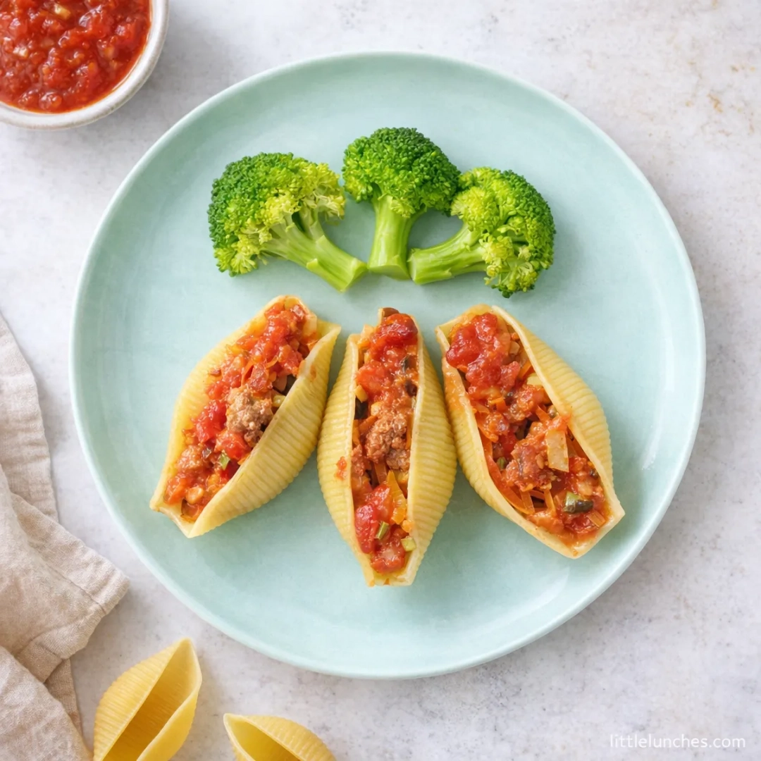 Pasta rellena de boloñesa y verduras
