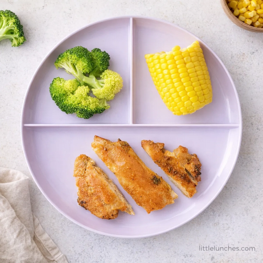 Chicken Thighs with Corn on the Cob and Broccoli