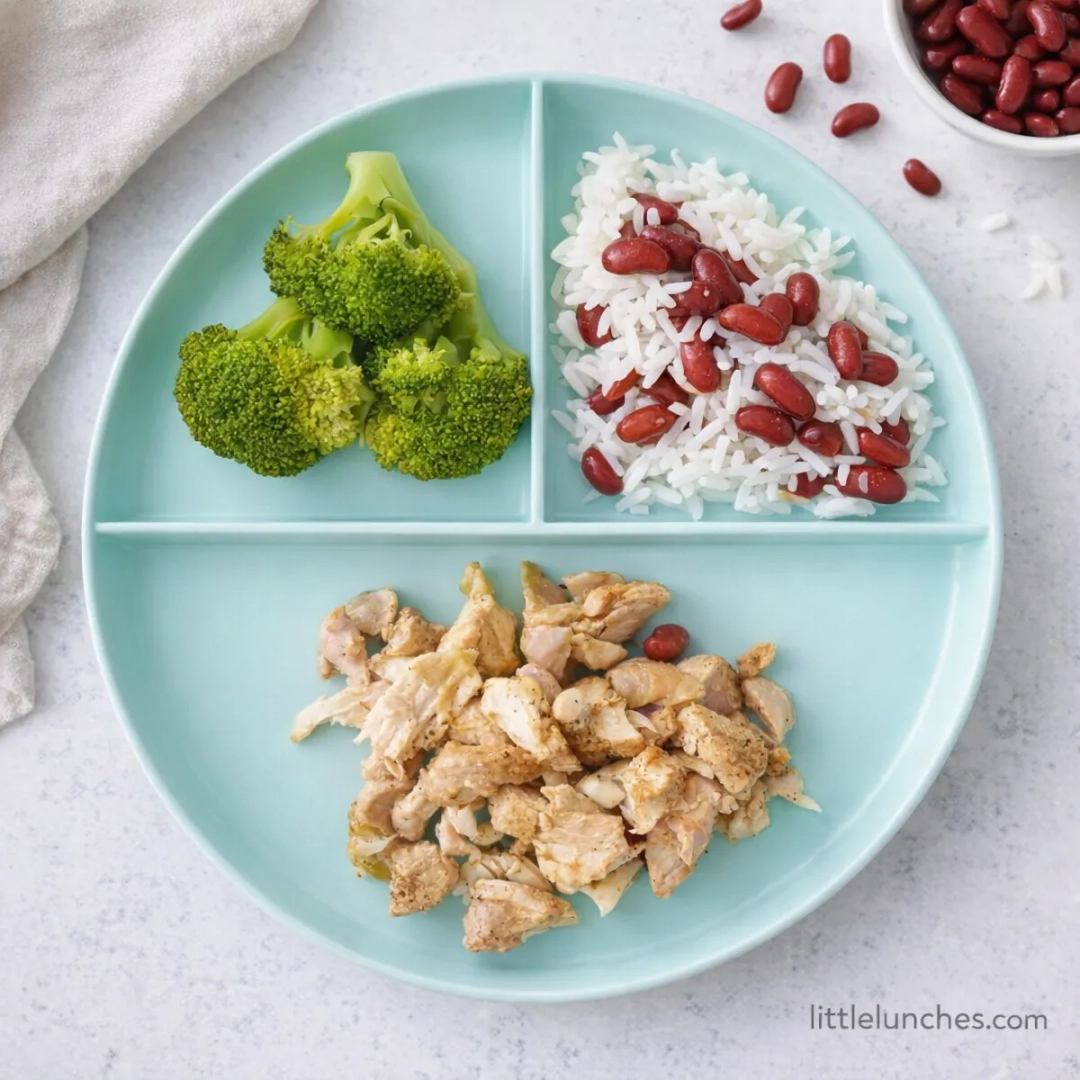 Pollo con arroz, frijoles y verduras sin sal