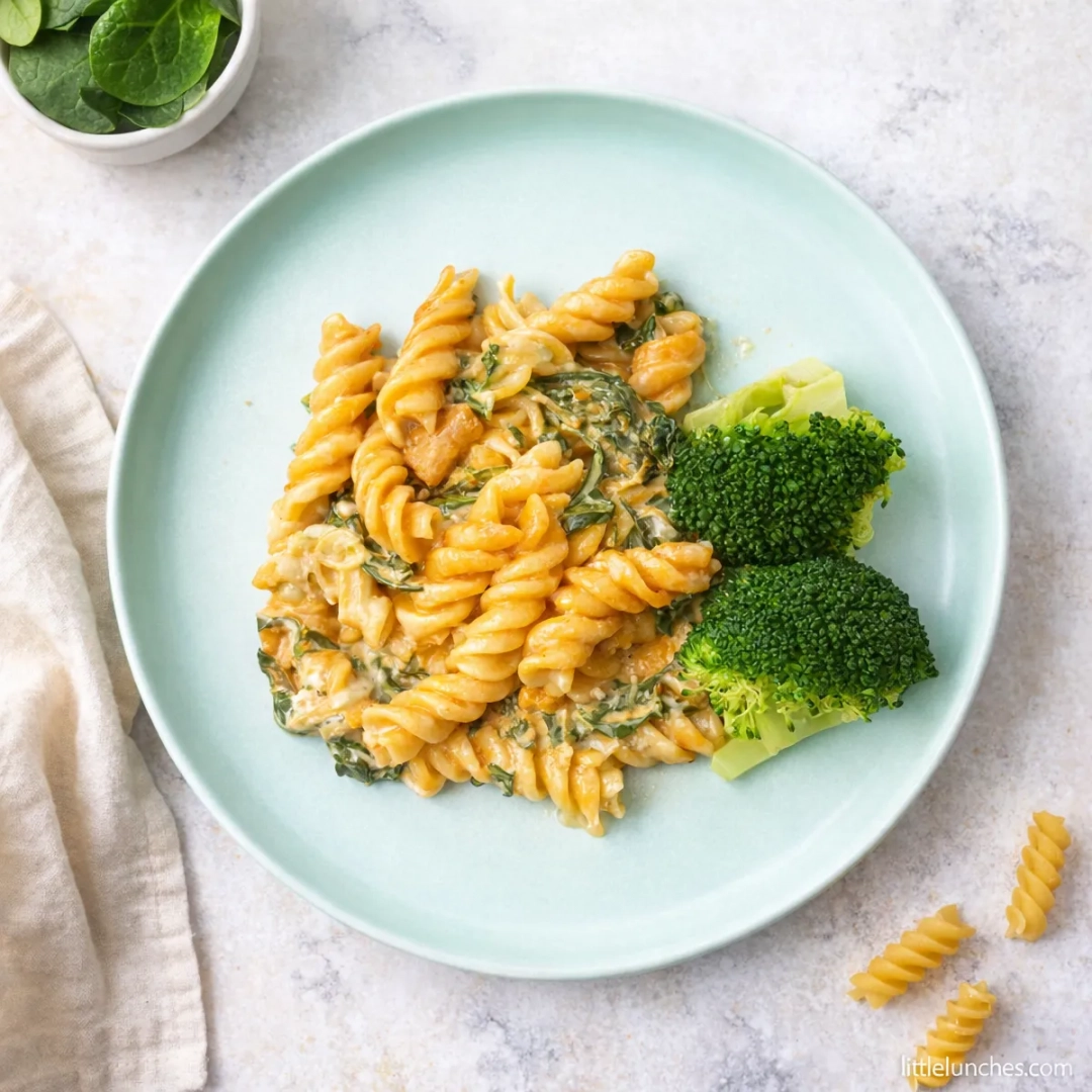 Pasta con crema de espinaca (vegana)