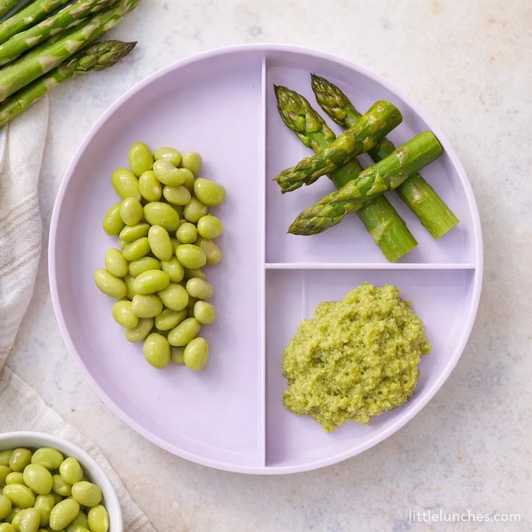 Edamame con quinoa y espárragos