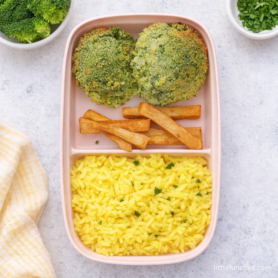 Falafel, Rice, and Sweet Potato Fries