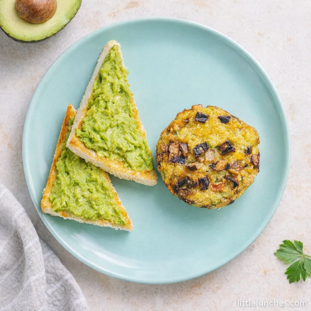 Muffin de ajo, champiñones, chile morrón, y huevo (gf)