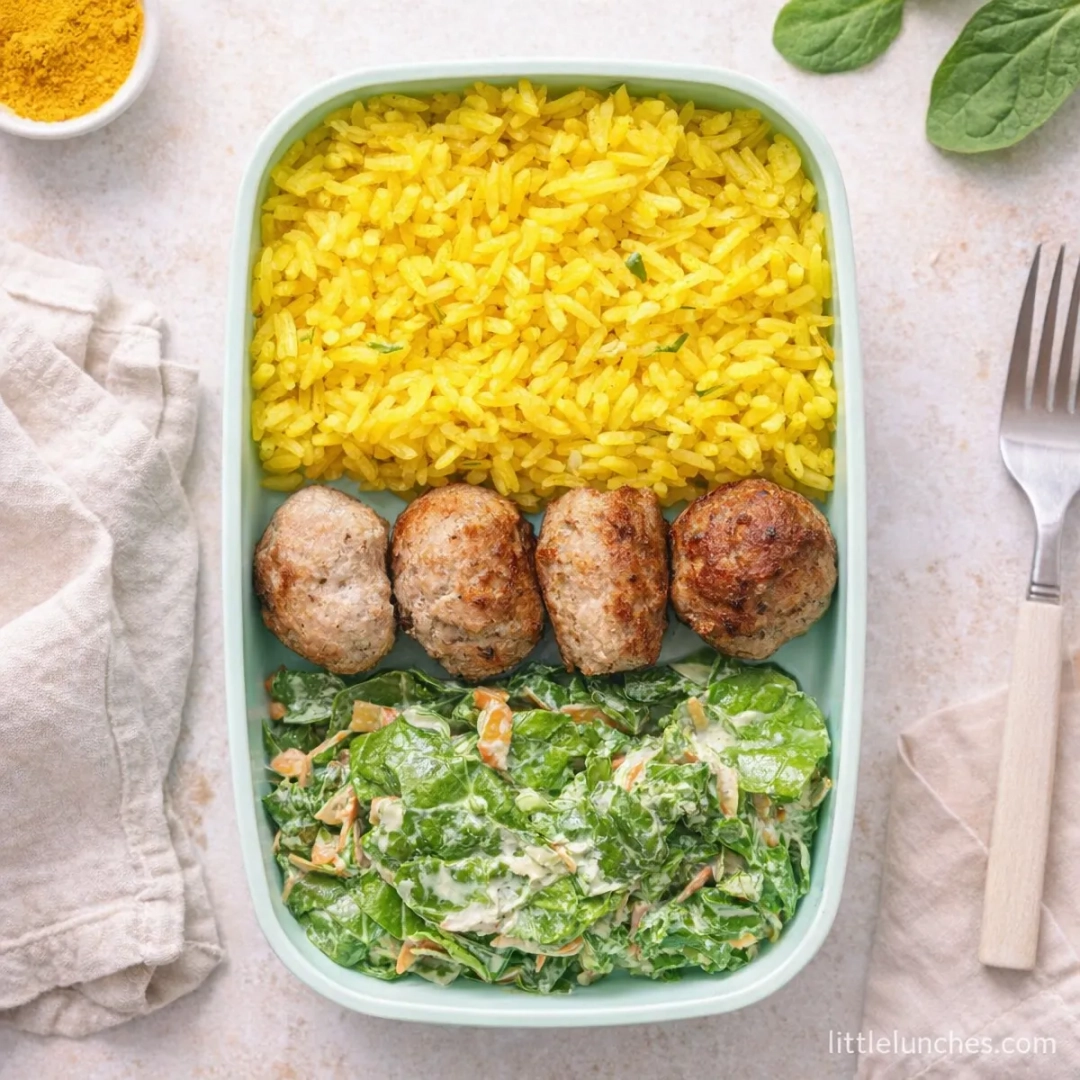 Lamb with Turmeric Rice and Salad