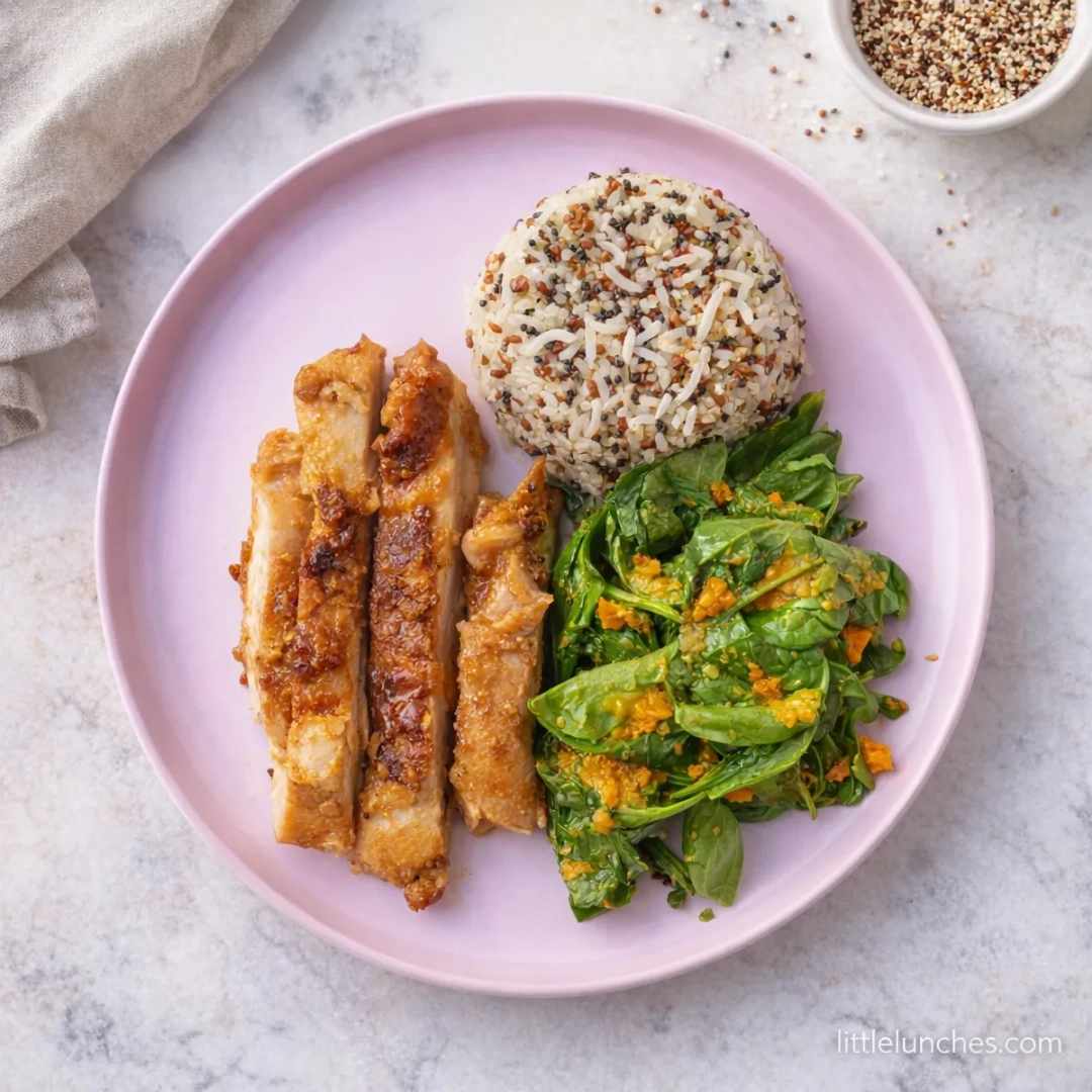 Pollo miso con ensalada de jengibre y arroz con quinoa