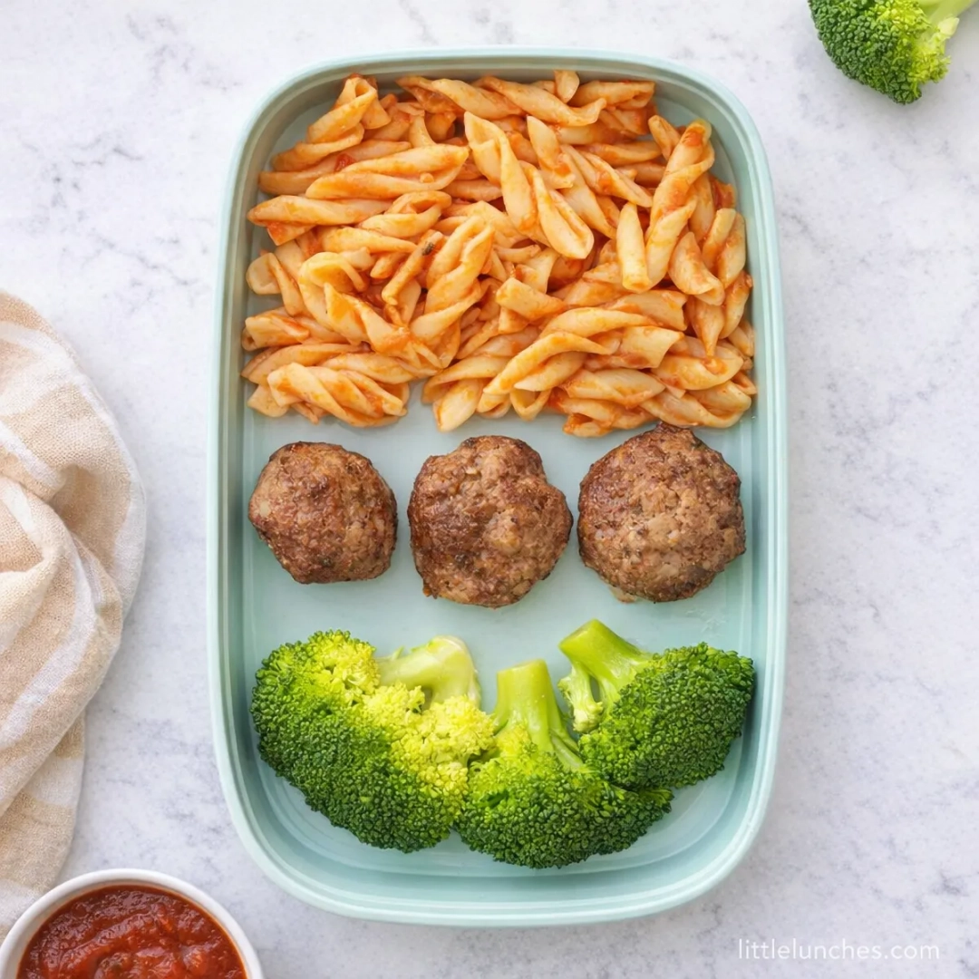 Pasta Marinara with Turkey Meatballs and Veggies