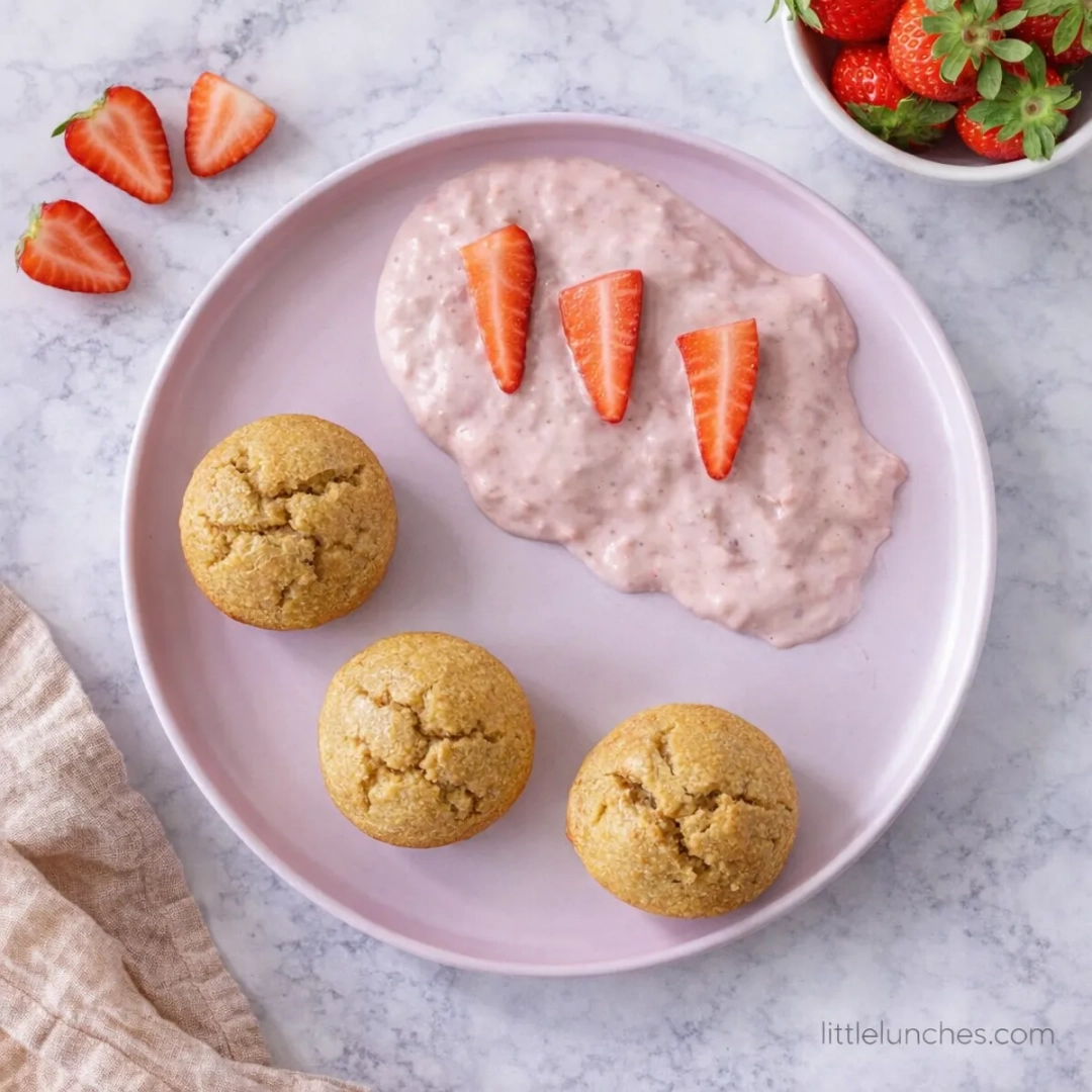Muffins de mantequilla de maní con yogur de fresa