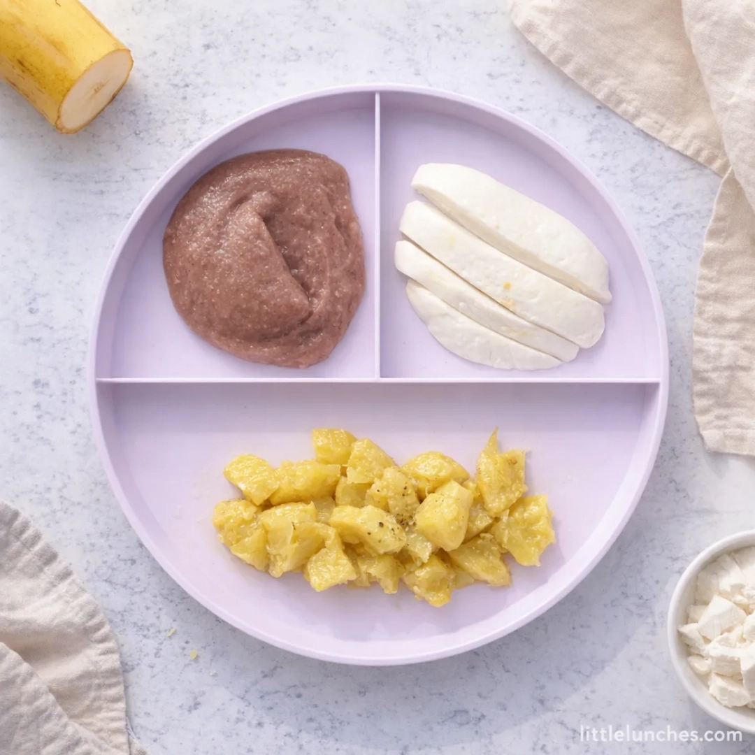Platano, frijoles y mozzarella