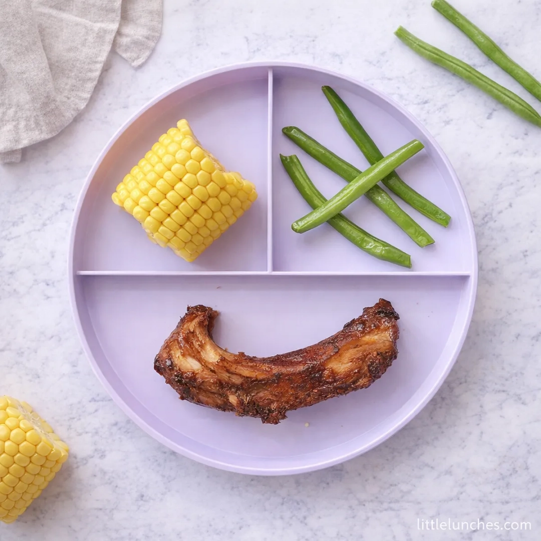 Costillas con elote y habichuelas