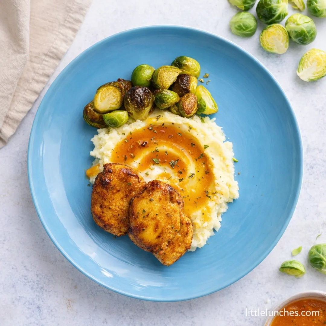 Roast Chicken, Mashed Potatoes, and Brussel Sprouts
