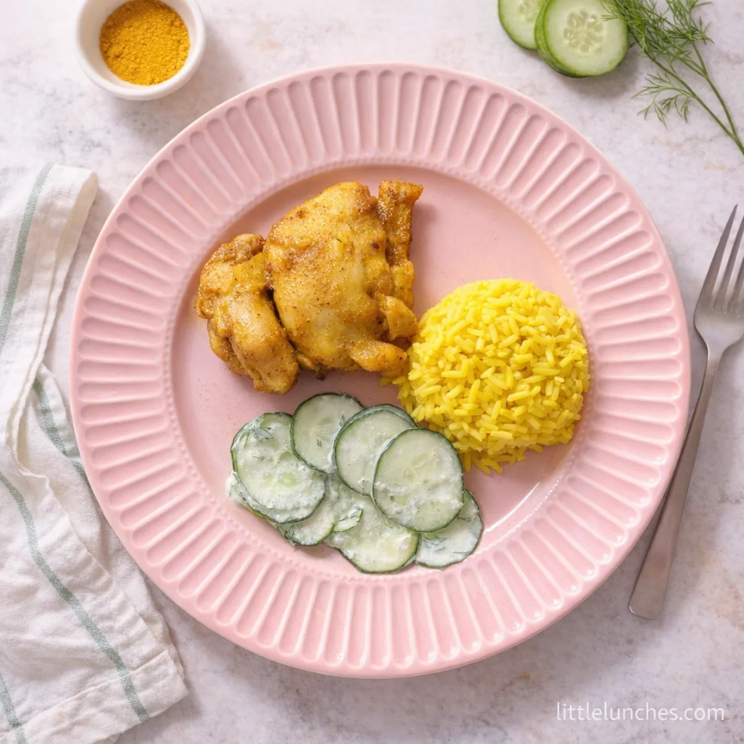 Roasted Chicken, Cucumber Salad, and Rice