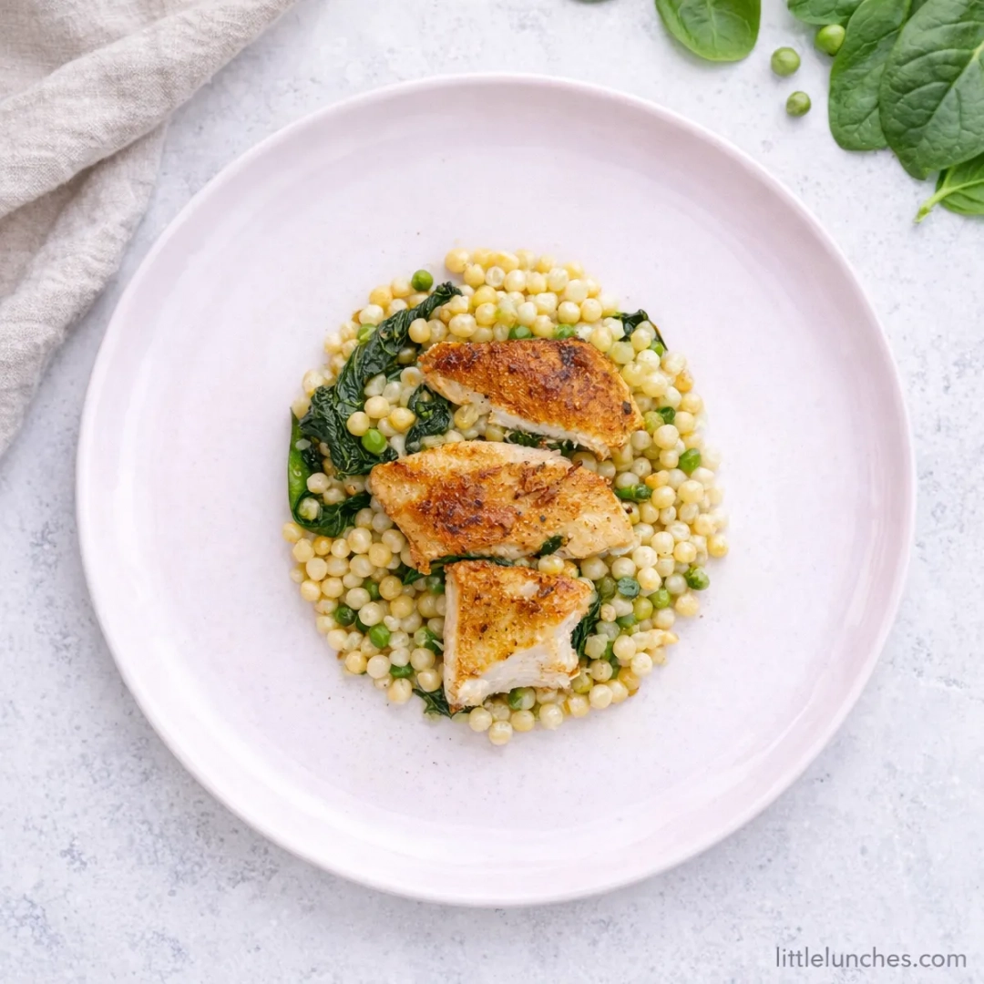 Spinach Feta Israeli Cous Cous and Chicken
