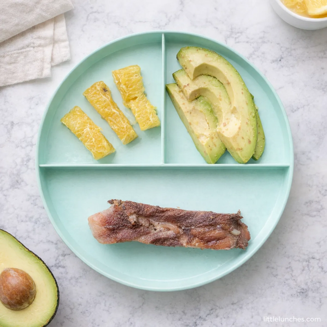 Carne, aguacate, y plátano