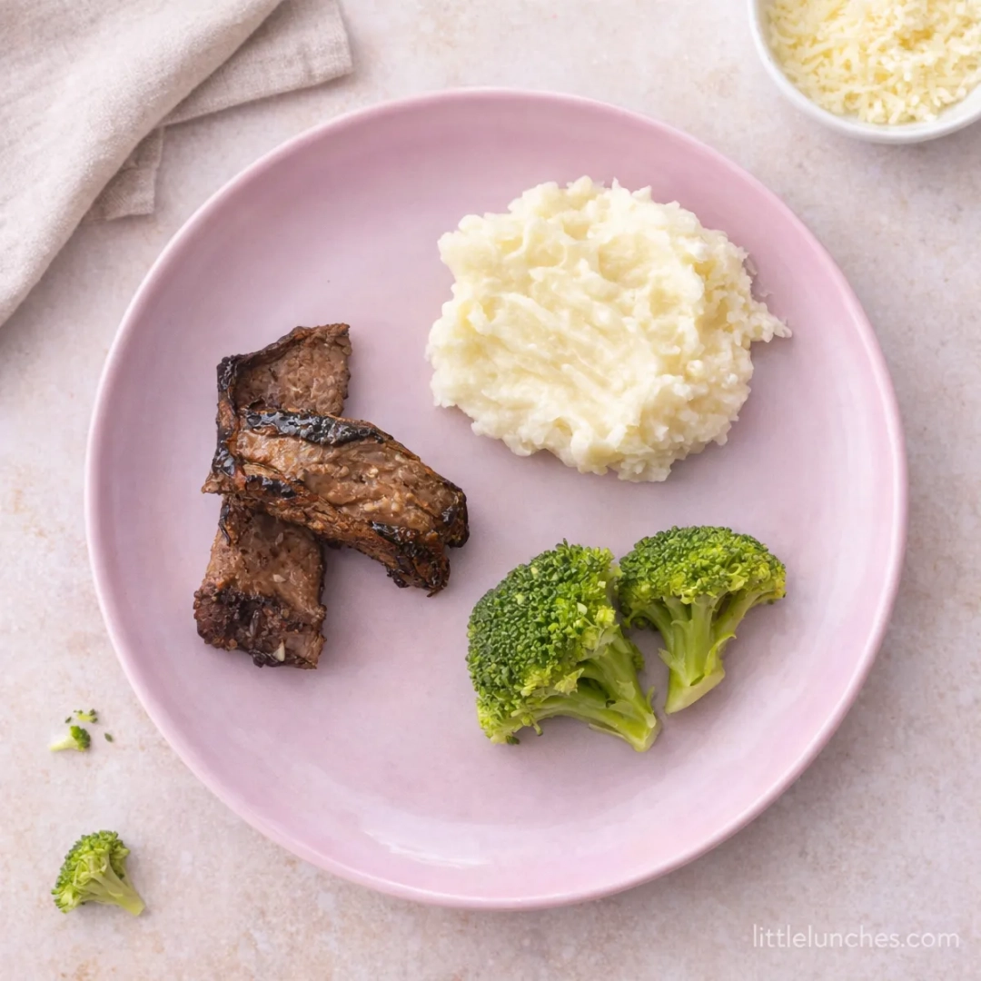 Steak, Mashed Potatoes, and Broccoli