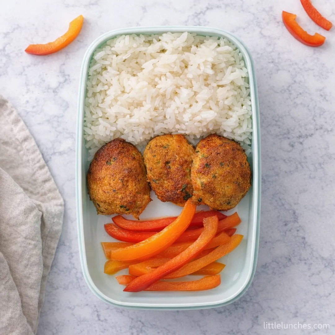 Tuna Patties with Red Bell Pepper and Rice